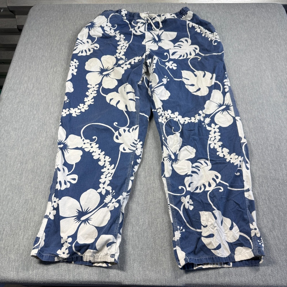 Lucky Brand Pants Hawaiian Hibiscus Floral Print Men XL Bue VTG 34x31